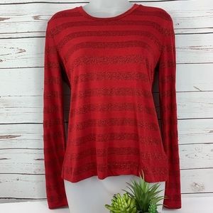 Tommy Hilfiger Top Red Tonal Stripes Metallic